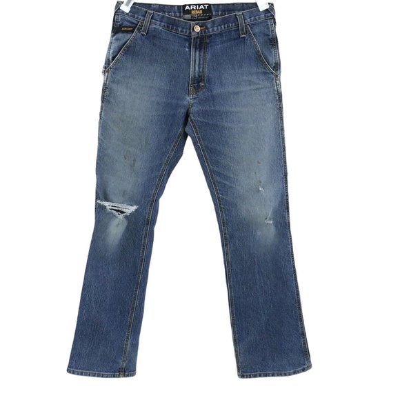 Ariat Rebar Men's M4 Low Rise Boot Blue Denim Jeans Size 34 / 34 - Picture 2 of 14